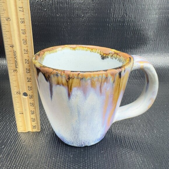 Ken Edwards Pottery Mexican Stoneware Pottery Coffee Mugs Cups Set 2 Drip Glaze - Picture 7 of 16